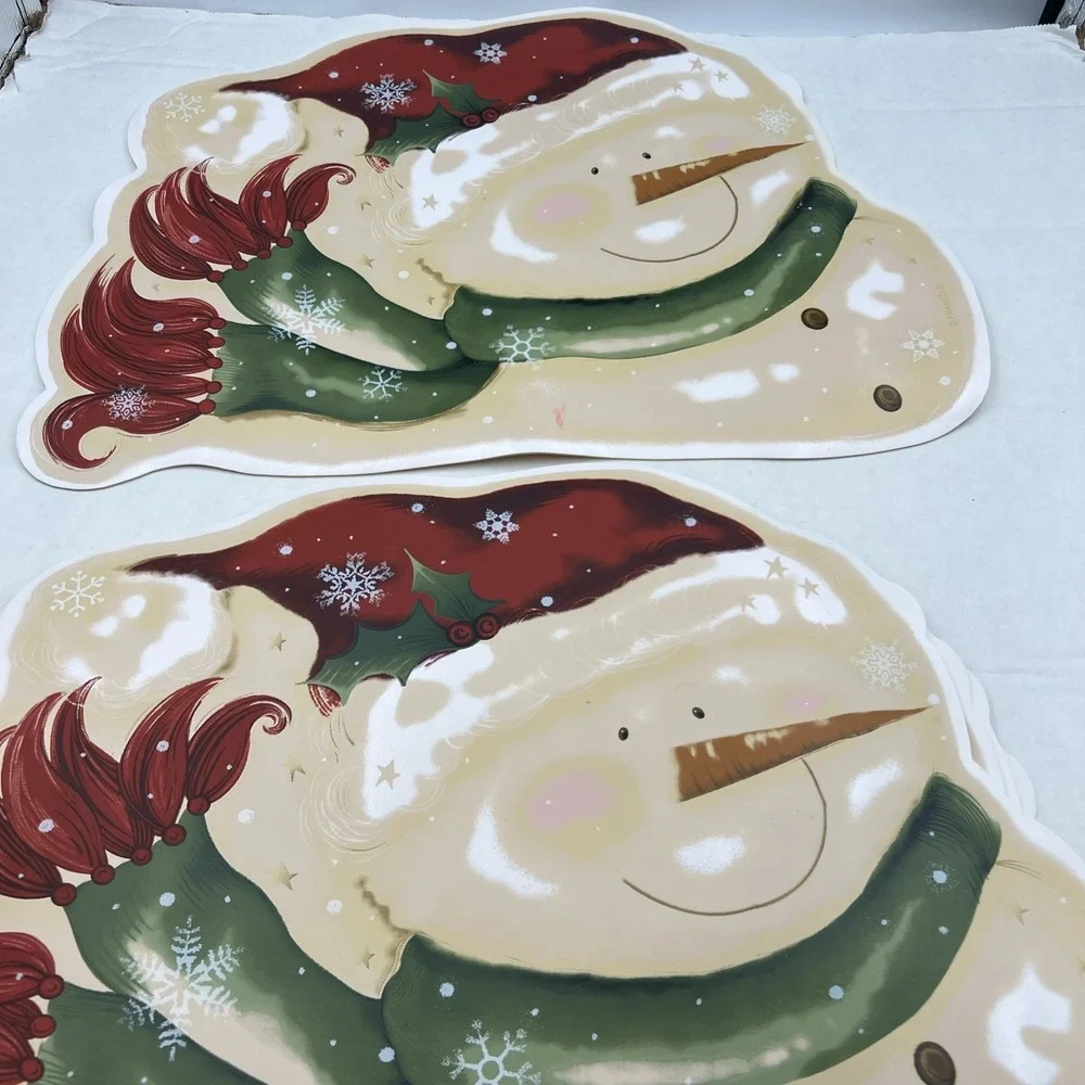 Vinyl‎ Snowman Placemats, Franco, Set of 6, Christmas,  Vintage